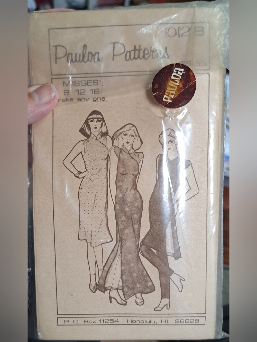 VTG Pauloa Hawaiian Patterns SEWING 1012 B UNCUT DRESSES TOP SIZES 8 12 16